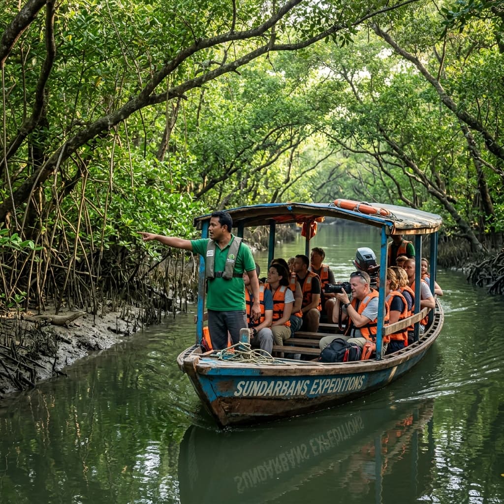 Our team on a boat safari